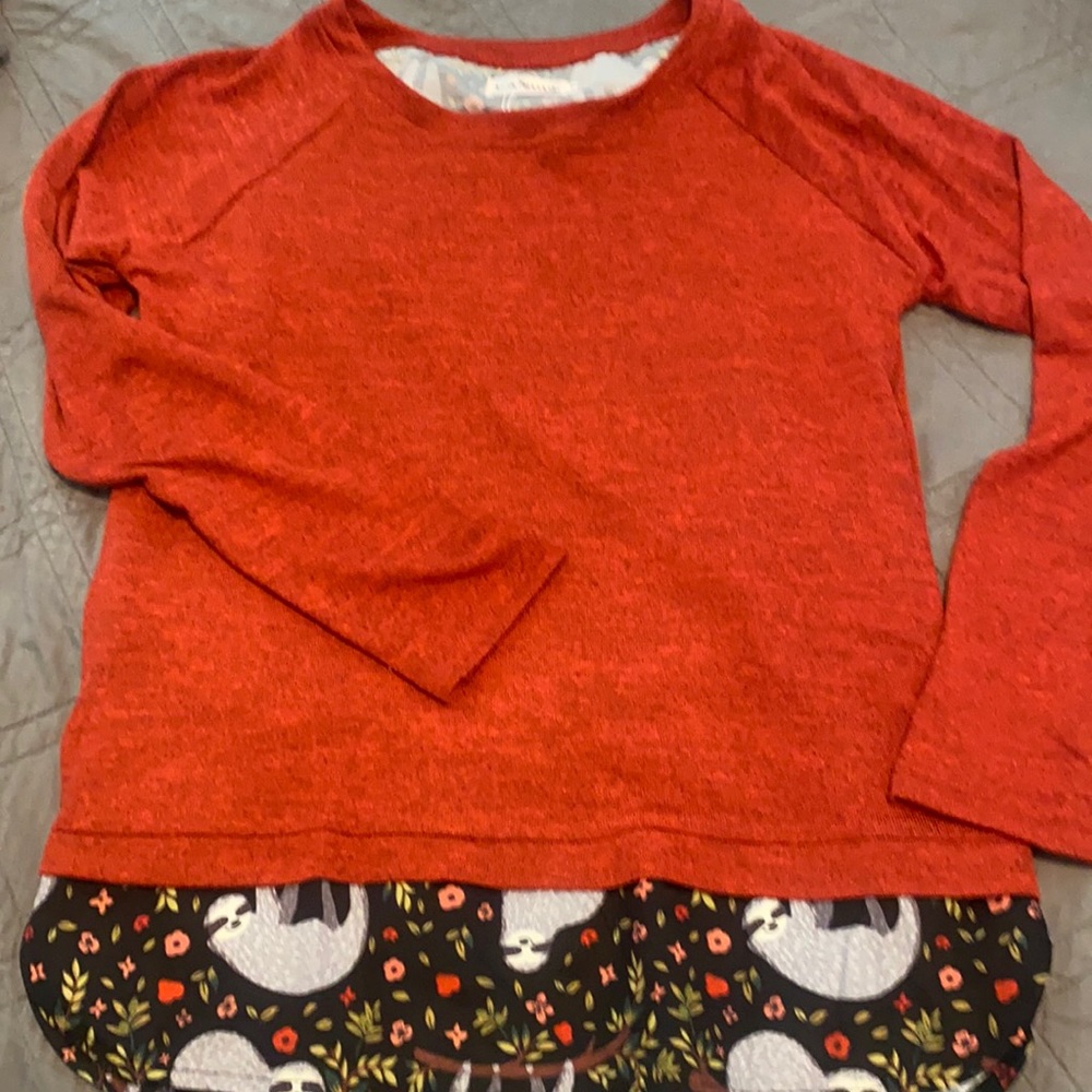 NWT L A Soul sloth shirt top sz small animal print
